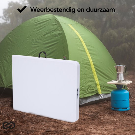 Infinity Goods Zusammenklappbarer Tisch - Klapptisch - 180 x 70 x 74 cm - Campingtisch - Gartentisch - Tragbar - Weiß