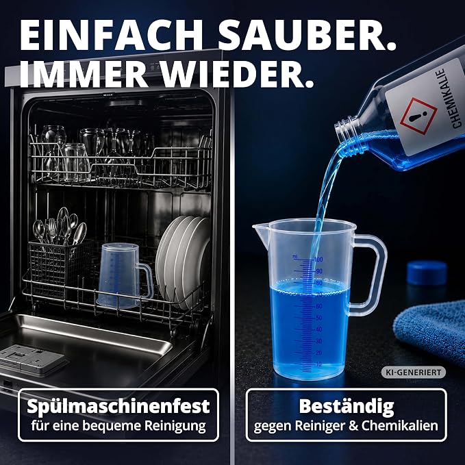 LICARGO Messbecher 100 ml – 2-ml-Skala – BPA-frei – spülmaschinenfest