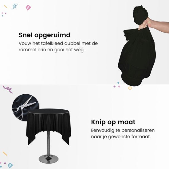 Partizzle 2x Plastik Einweg-Tischdecke - Geburtstag Dekorationen - Halloween Party Dekorationen - Weihnachten Hochzeit Hochzeit - Schwarz - 274 x 137 cm