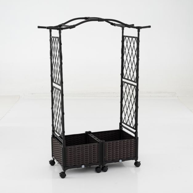 Coast Rollbarer Pflanzkübel mit Klettergitter – 104 oder 153 x 40 x 147 cm – Grau und Braun