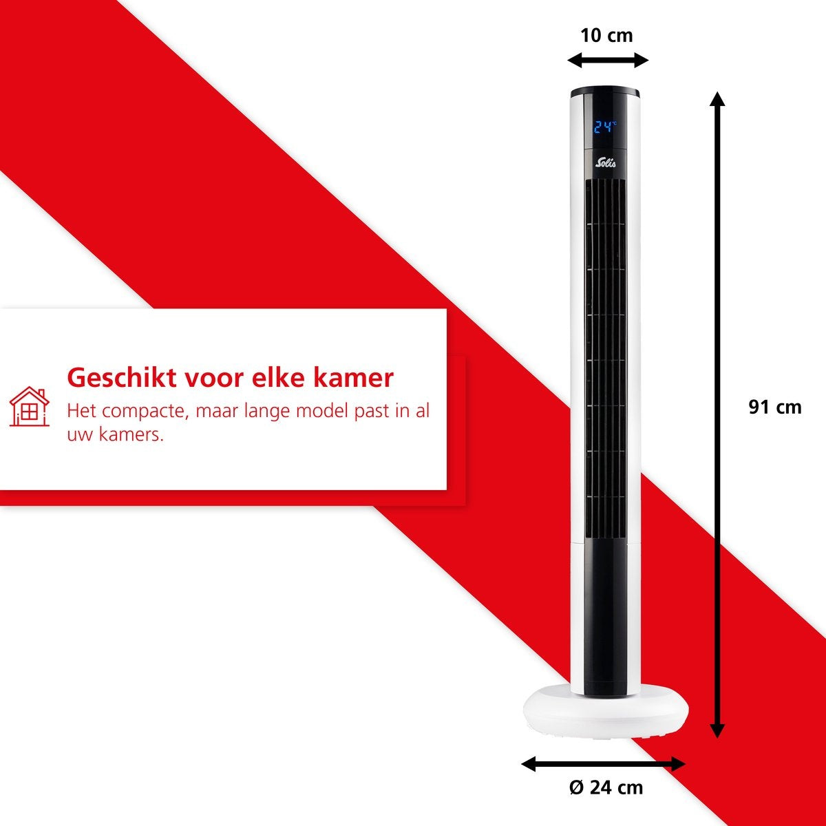 Solis Easy Breezy 757 Turmventilator - Ferngesteuerter Standventilator - Timerfunktion - 44,8 dB - 91 cm hoch - Weiß