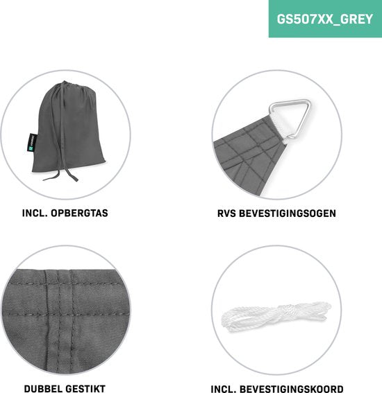 VONROC Premium Shade Cloth - Tarp - Rechteck - 400x300 cm - Wasserabweisend - Grau - Inkl. Aufbewahrungsbeutel und Befestigungsschnur