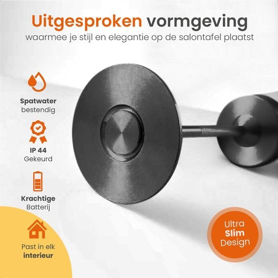 Goliving Tischlampe Wiederaufladbar - Kabellos und dimmbar - Moderne Touch-Lampe - Nachtlampe für das Schlafzimmer - Spritzwassergeschützt - 27 cm - Schwarz