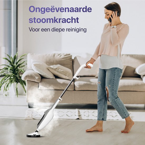 LUMAN 12 in 1 Dampfreiniger UND Händetrockner - Teppichreiniger - Fleckenreiniger - Mit 10 Aufsätzen und 3 Mikrofasertüchern - Reinigt Boden, Sofa, Bad und Teppich - Grau