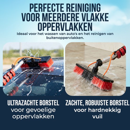 Aqualita® Teleskop-Waschbürste 9M - Teleskopstiel Fensterreinigung - Fensterwascher Teleskop - Fensterwischer mit Teleskopstiel - Schrubber - Autowäsche - Solarpanelreiniger - Fassaden - Vordächer - Wintergärten - Glasreinigungsset - Seifenspender