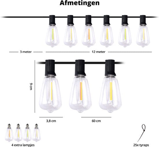 FlinQ Smart Light String Premium - LED-Lichtgirlande für den Außenbereich - Gartenbeleuchtung 15 Meter langes Kabel - Girlande mit RGB-Lichtern - Stimmungslichter / Partylichter - Partylichter