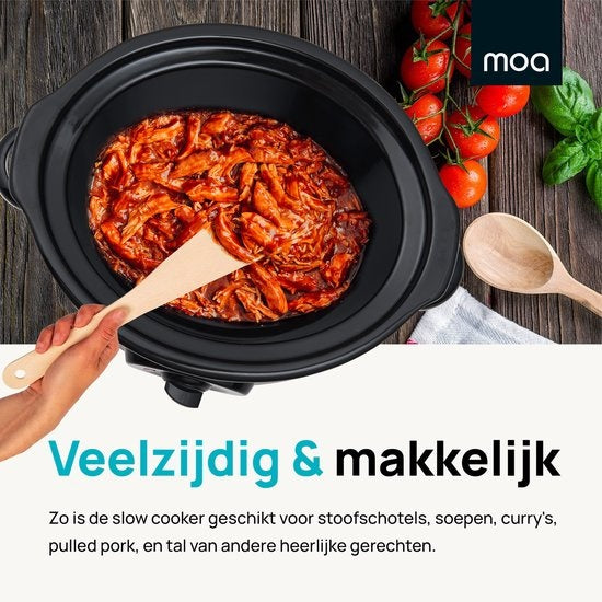 MOA Slowcooker - 3,5 Liter - Keramik-Innenbehälter - Schwarz - SC35B