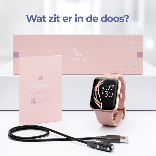 Lunis - Smartwatch Damen & Herren Rose - Apple & Android - Touchscreen - Gold / Pink