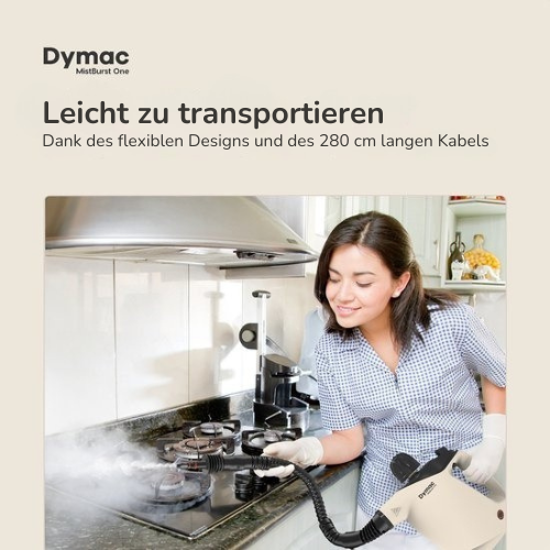 Dymac MistBurst One - Handdampfreiniger für Boden/Bank/Bad/Küche - Verschiedene Aufsätze - 450ML