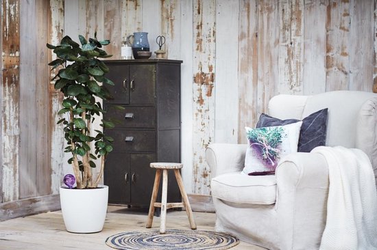 Elho Brussels Rund mit Rädern 35 – Großer Blumentopf für den Innenbereich – 100 % recycelter Kunststoff – Ø 35 x H 33 cm – Weiß
