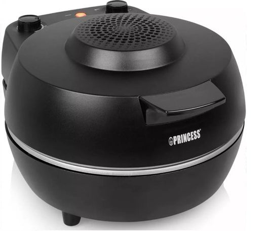 Princess 115005 Pizzaofen – Pizzabacker und Ofen – Einstellbarer Thermostat und Timer – 1200 W – Keramik-Pizzastein – 410 Grad – Durchmesser 30 cm – Schwarz