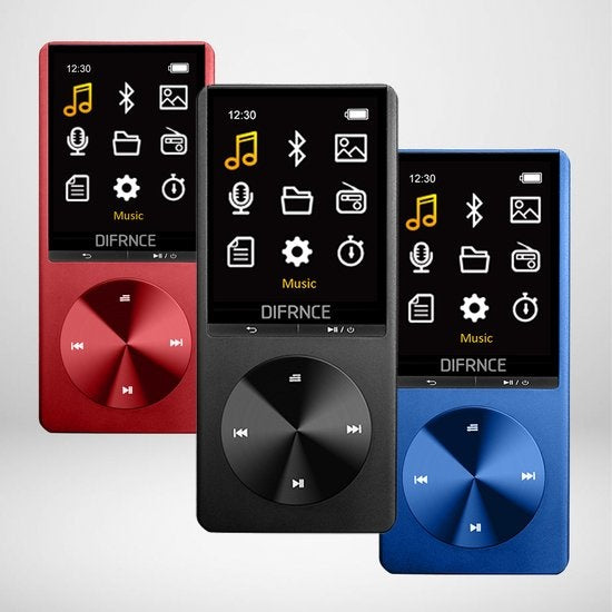 Difrnce MP3 / MP4 Player - Bluetooth - USB - Shuffle - bis zu 128GB - inkl. Ohrhörer - Sprachaufzeichnung - Dicataphone - MP1820BT - Schwarz