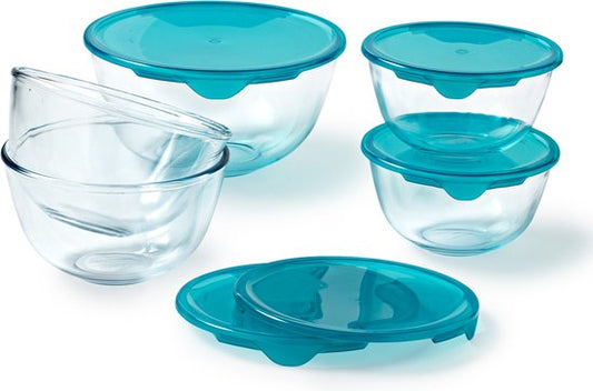 Pyrex - Prep & Store Rührschüssel mit Deckel 5-tlg. - Transparent - Borosilikatglas