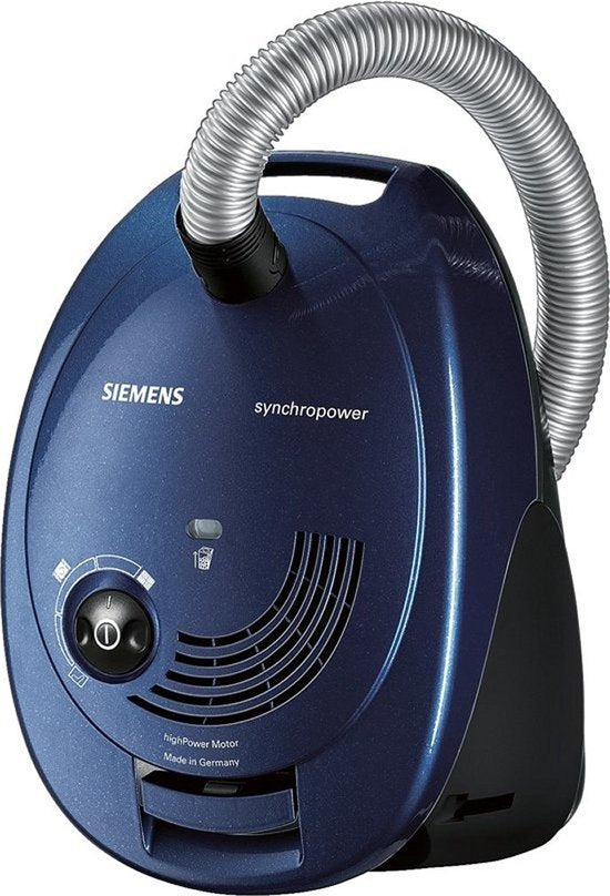 Siemens VS06A111 SynchroPower Staubsauger mit Beutel – Kompakt – 600 W – 4-Liter-Staubbeutel – Blau/Schwarz