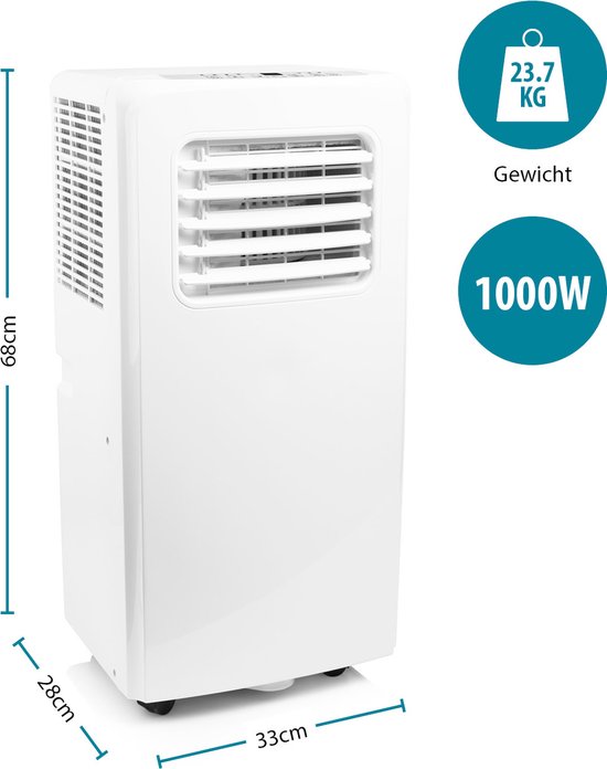 Tristar AC-5529 Mobile Klimaanlage 9000 BTU – 3-in-1-Gerät: Klimaanlage, Ventilator und Luftentfeuchter – Für Räume bis zu 34 m² – Timer – Weiß