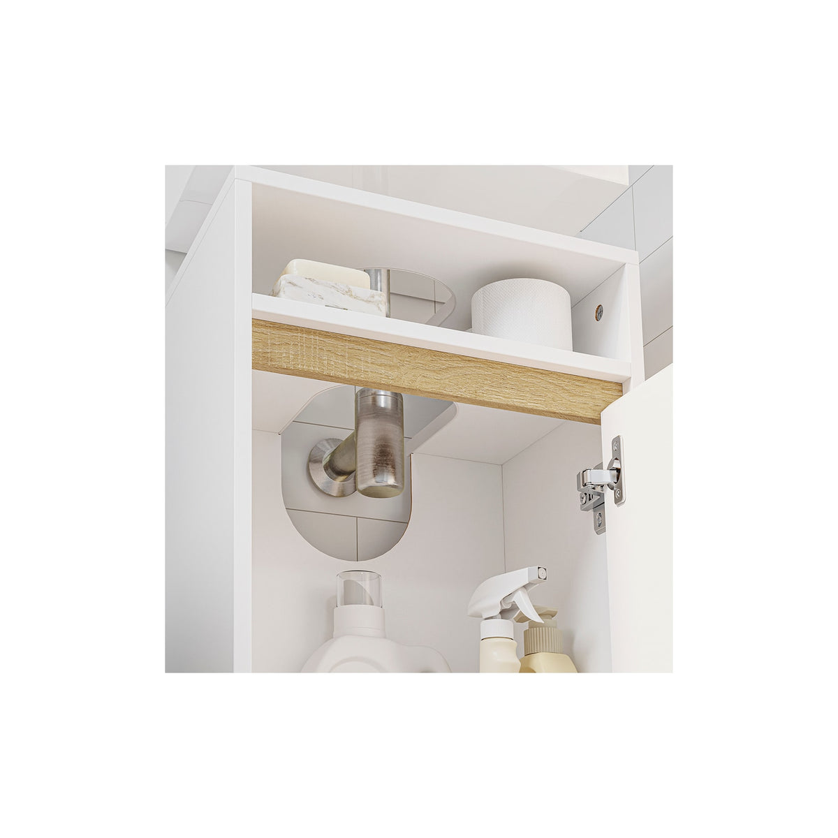 SoBuy Waschtischunterschrank mit 1 Tür – Weiß – 40 x 36 x 60 cm – mit offenem Fach, modern