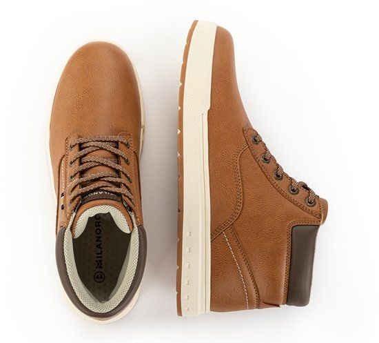 Milanoro High Sneakers Nevada Cognac Männer - Größe 41 - Braun/Weiß