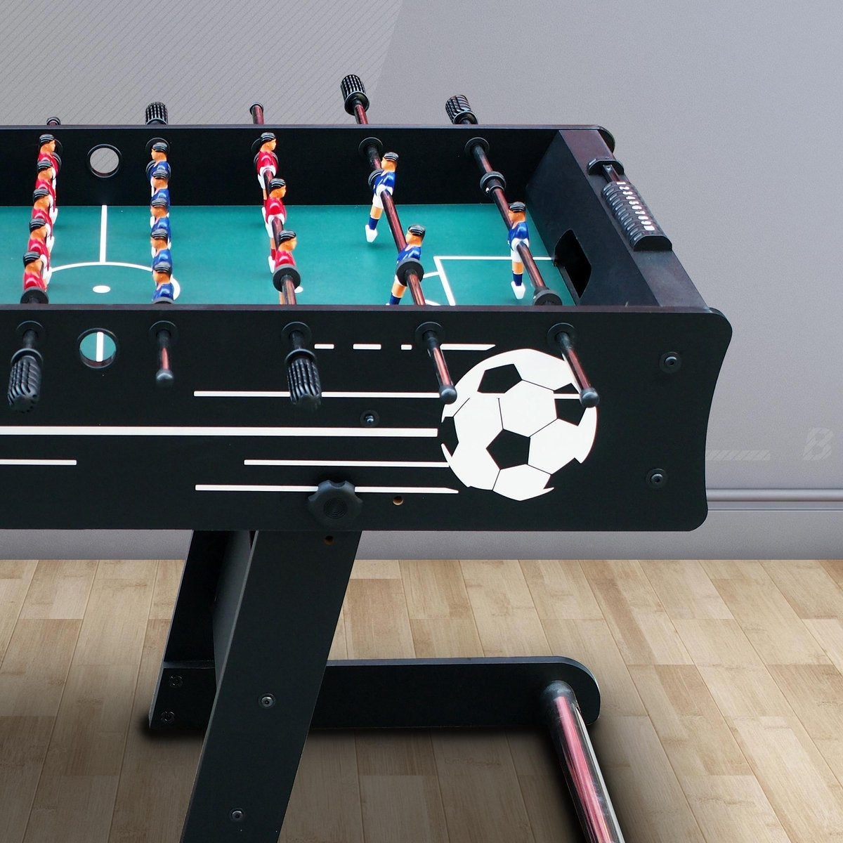 Cougar Scorpion Kickertisch klappbar in Schwarz - Kickertisch inkl. 2 Bälle und Punktezähler - Indoor Kickertisch 126x61x80cm