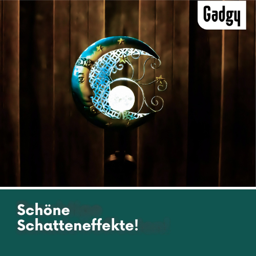 Gadgy - Solar Garten Licht Mond mit Garten Fackel - Outdoor - Garten, Terrasse & Balkon - Blau