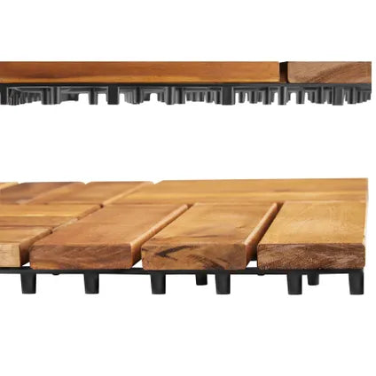 tectake Tabula Gartenfliesen – 40-teiliges Set – Akazienholz – Klicksystem – 31 x 31 cm