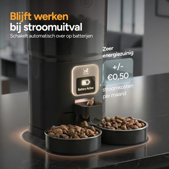 Viervoeter Feed Dual – Automatischer Futterspender 7 l – Für Katzen und Hunde – Futterspender mit App und Audio – Schwarz