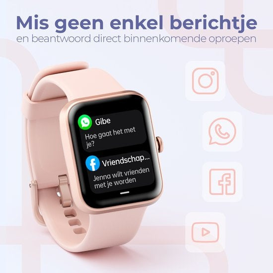 Lunis - Smartwatch Damen & Herren Rose - Apple & Android - Touchscreen - Gold / Pink
