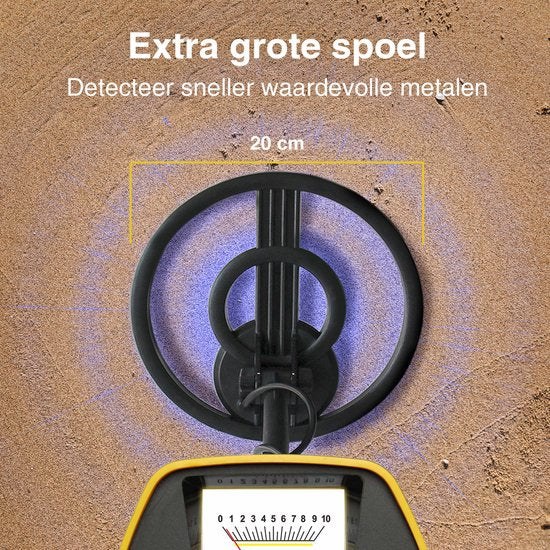 EarthVision Metalldetektor TerraWave - Für Kinder und Erwachsene - Höhenverstellbar - Wasserdicht - Leicht - Inkl. Batterien und Schaufel