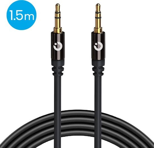 Auronic AUX-Kabel - Audiokabel 1,5 m - 3,5 mm - Stecker auf Stecker - Schwarz