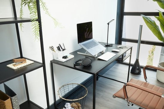 Lifa Living - Industrie-Schreibtisch - Schwarz - Metall - MDF - mit Sockel - Schlichtes Design - 114 x 60 x 76 cm