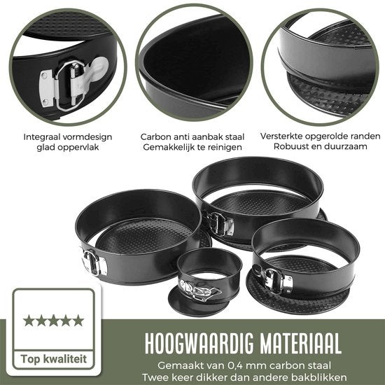 COOCK 6-teiliges Backblech-Set - Springform - Antihaft-Kuchenform - 12 bis 28 cm Durchmesser -Kuchenform inkl. Teigkneter & E-Book