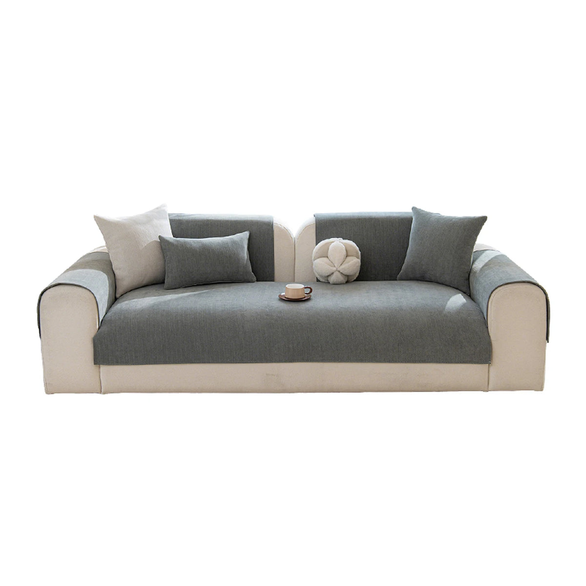 Ochama Sofabezug nur für den Sitzbereich – rutschfest – 70 x 180 cm – Polyester – Grau