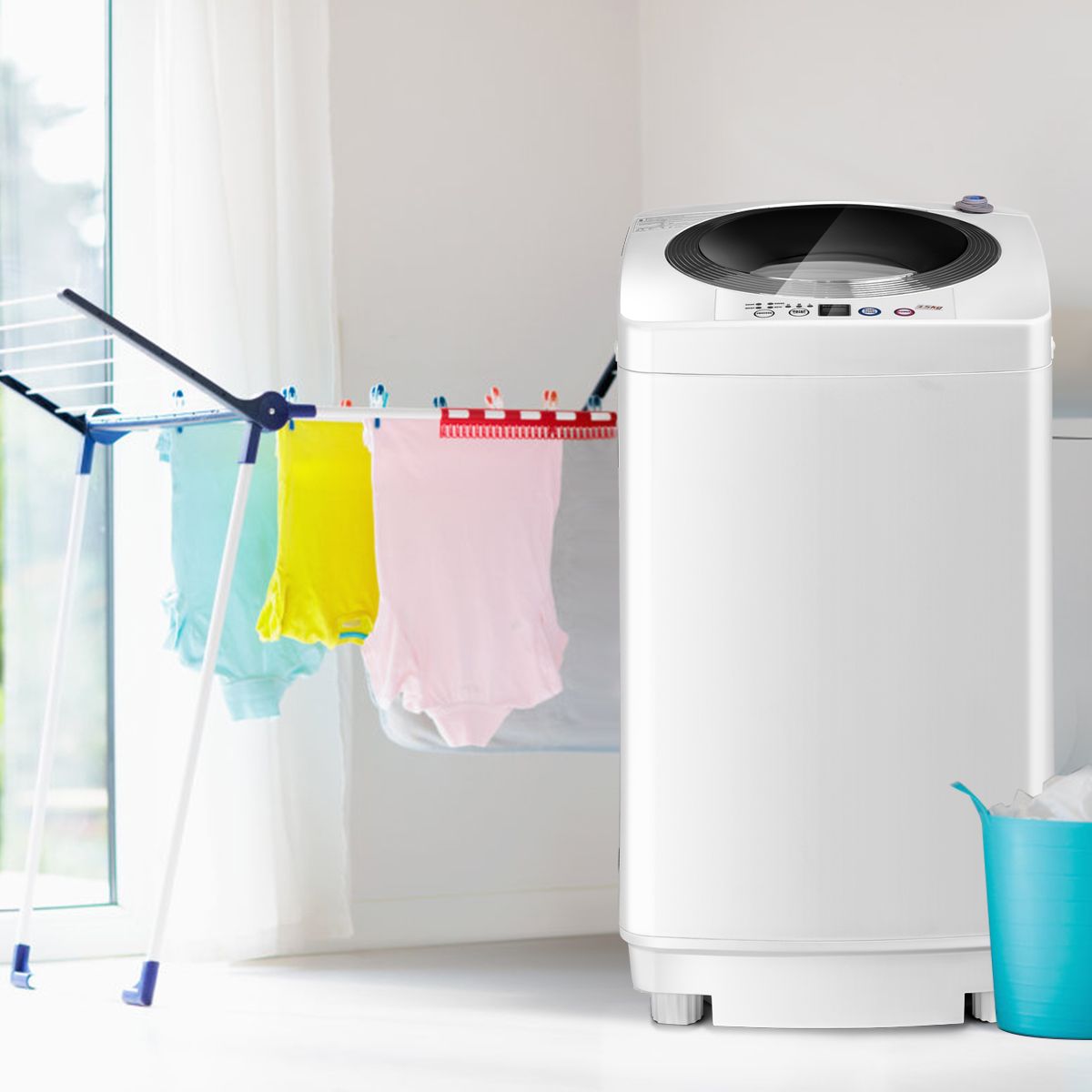 Coast Vollautomatische Waschmaschine – 2-in-1: Waschen und Schleudern – kompaktes Design – weiß