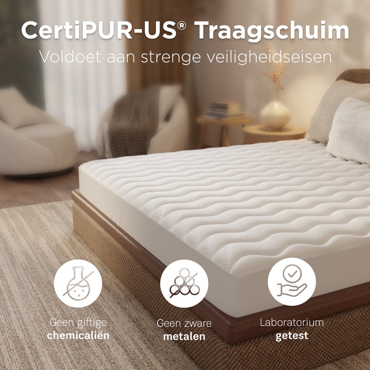 Cozysense Topper 120 x 200 – Memory-Schaum-Matratzenauflage mit gelinfundierter Eierkarton-Struktur – 3 cm – Weiß