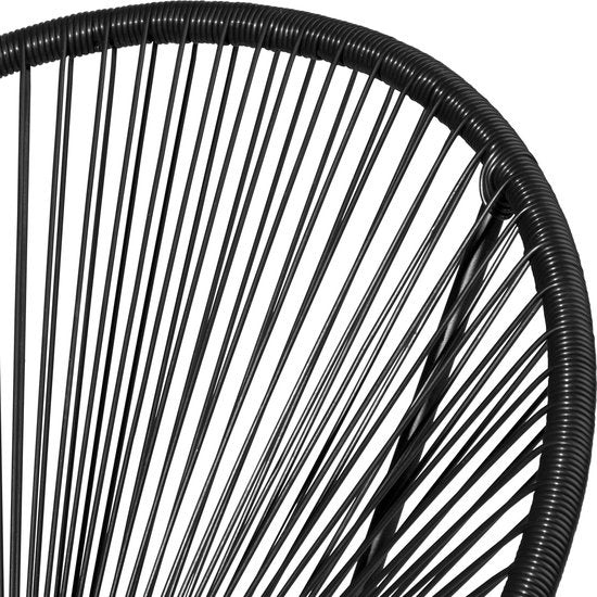 tectake - Gartenmöbel Bistro Set - 2 Stühle und 1 Tisch - Retro Egg Chairs im Acapulco-Stil - Wetterfest für drinnen und draußen - Gartenset für Terrasse oder Balkon - Schwarz