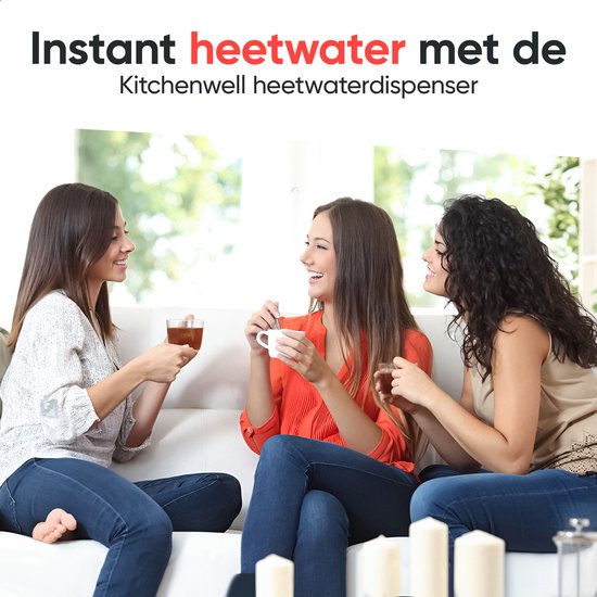 Kitchenwell - Heißwasserspender 3l - 2600W - Touch Display - Milchfunktion - Wasserkocher - Edelstahl/Schwarz