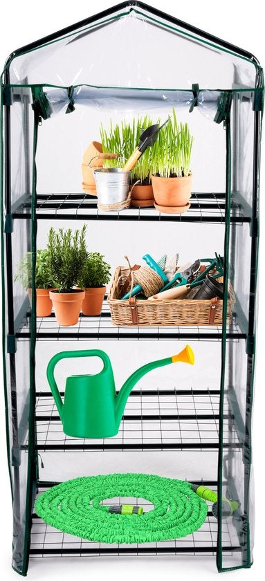 Kinzo Garden - Kunststoff-Gewächshaus - 4-stöckiges Gewächshaus - 69 x 49 x 160 cm - Grün