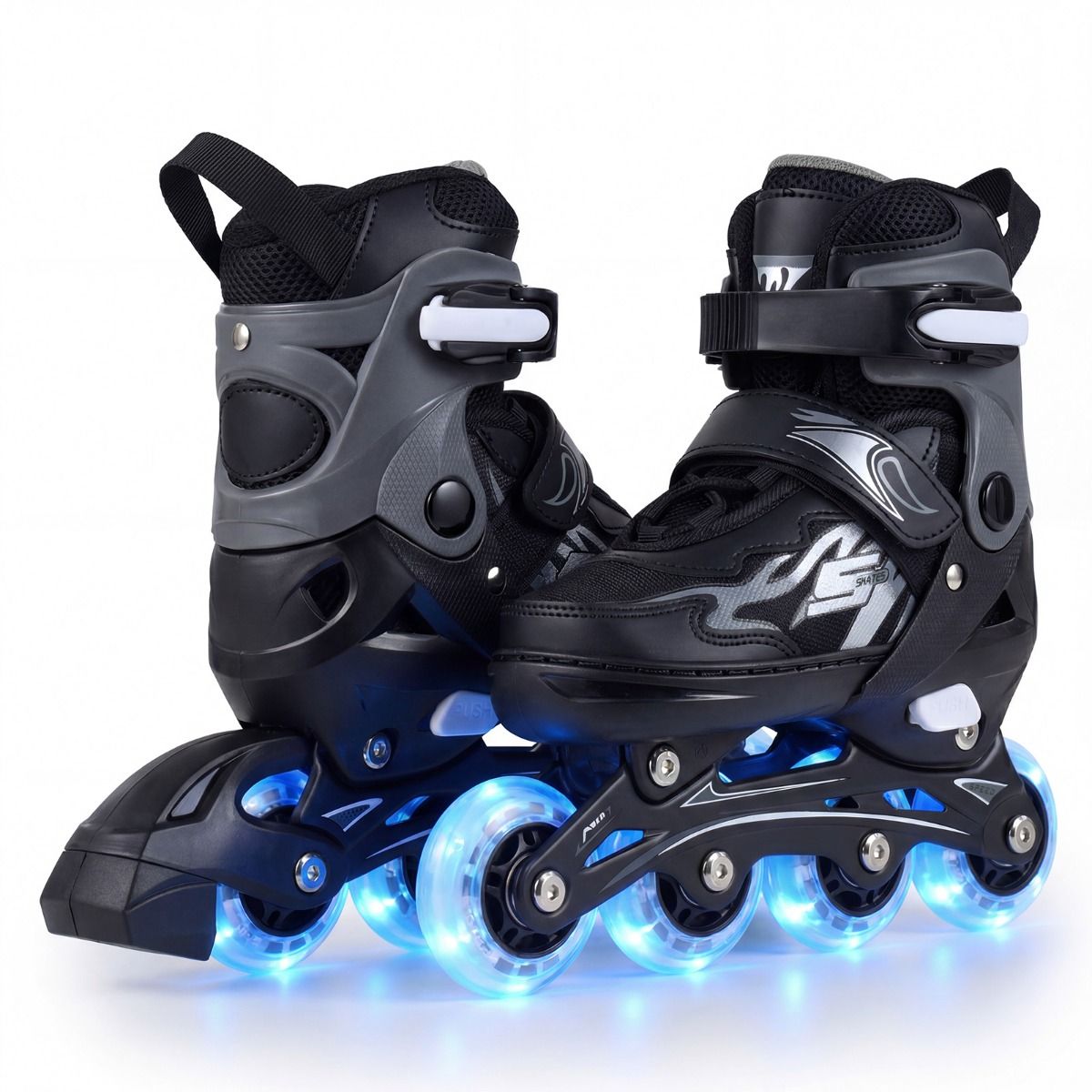 Coast Kinder-Inlineskates – 4-fach verstellbar – LED-Rollen – grau