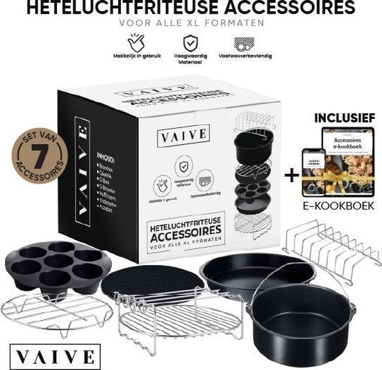 VAIVE Heißluftfritteuse Zubehör Set - Passend für alle Airfryer XL und XXL - ⌀ 20 cm