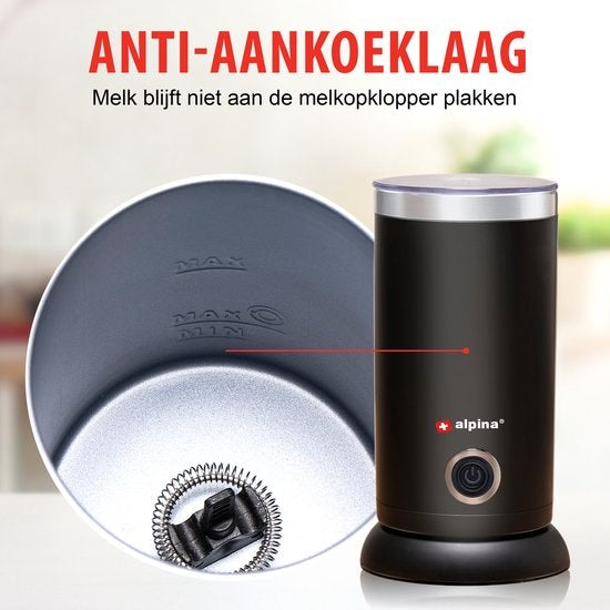 alpina Elektrischer Milchaufschäumer - 3-in-1 - 300ML - Schwarz