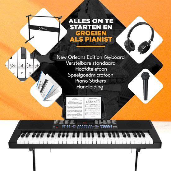 Finesse Keyboard Piano - Ständer & Zubehör - 61 Tasten - Digital Piano - Electric Piano - Kind