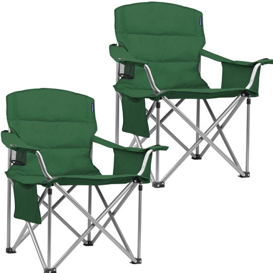 TRVLMORE Campingstühle XL - klappbar - 2er-Pack - 150KG Tragkraft - Inkl. Tragetasche - Klappstuhl - Angelstuhl - Campingstuhl - Klappstuhl - Grün
