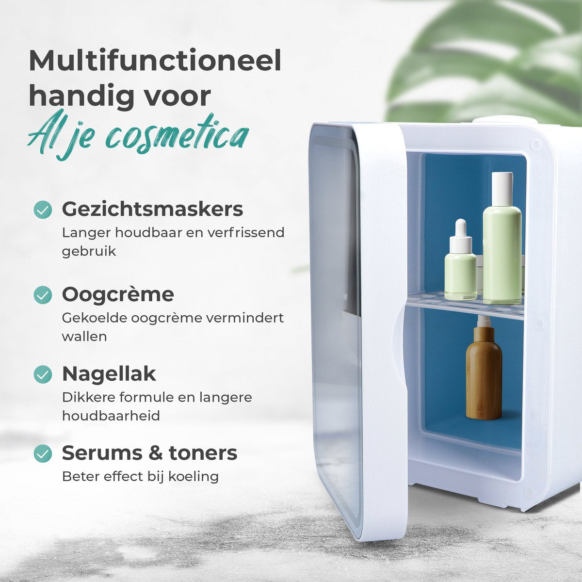 Soft & Silky Hautpflege-Kühlschrank - Inkl. Led-Spiegel - Mini - Make-up Organizer - Make-up Kühlschrank - Kosmetik & Hautpflege