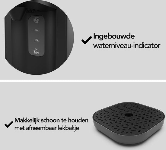 Aviro Heißwasserspender - Heißwasserhahn - 100°C - Luxus-Wasserkocher - 2200W - 1.5L Schwarz