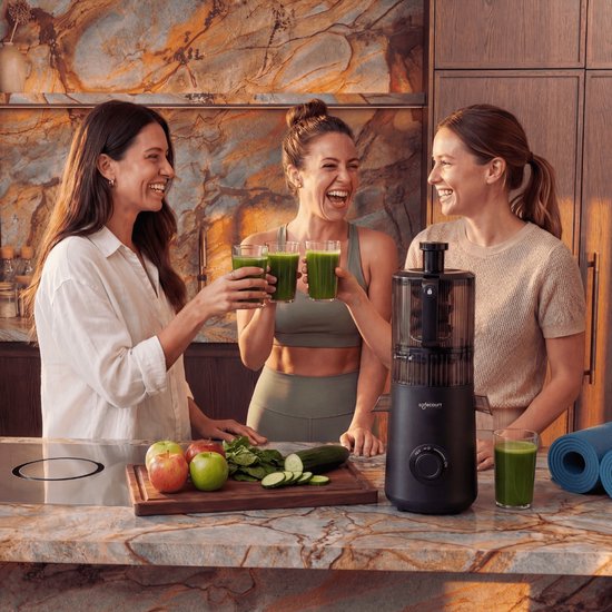 Safecourt Kitchen Slow Juicer XXL - leistungsstarker Motor [Vorschneider & Kaltpress-Technologie] - einfache Reinigung - BPA-frei - Entsafter Schwarz