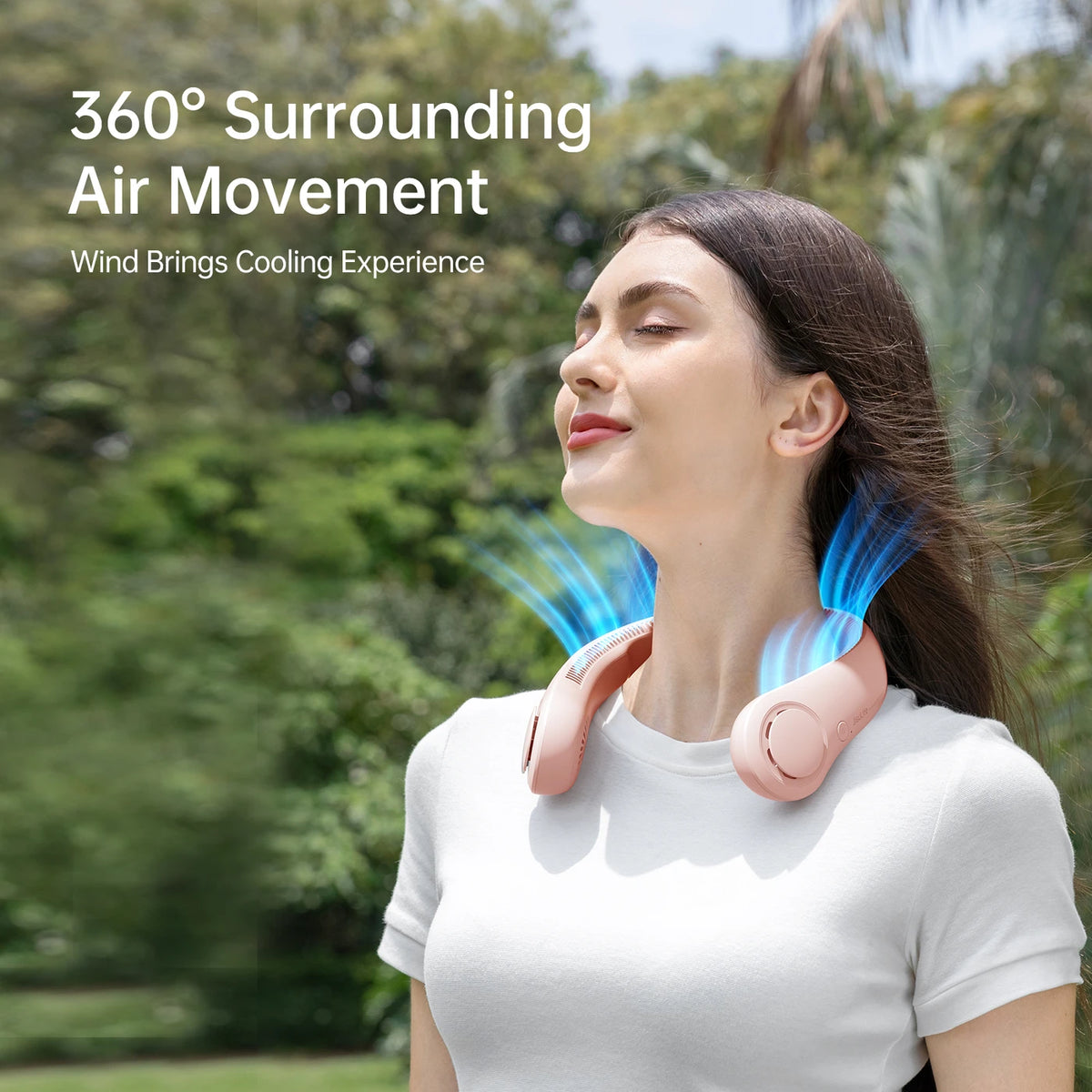 Jisulife Halsventilator Life 3 – Rosa – ohne Flügel – 5 Stufen – 4000 mAh – bis zu 16 Stunden – 78 Lüftungsöffnungen – 253 g