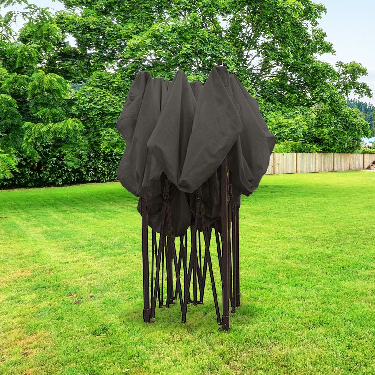 LifeGoods Partyzelt - 3x3 m - Seitenwände - Einfacher Aufbau - Zusammenklappbar - Wasserdicht - Tragetasche mit Rädern - Anthrazit