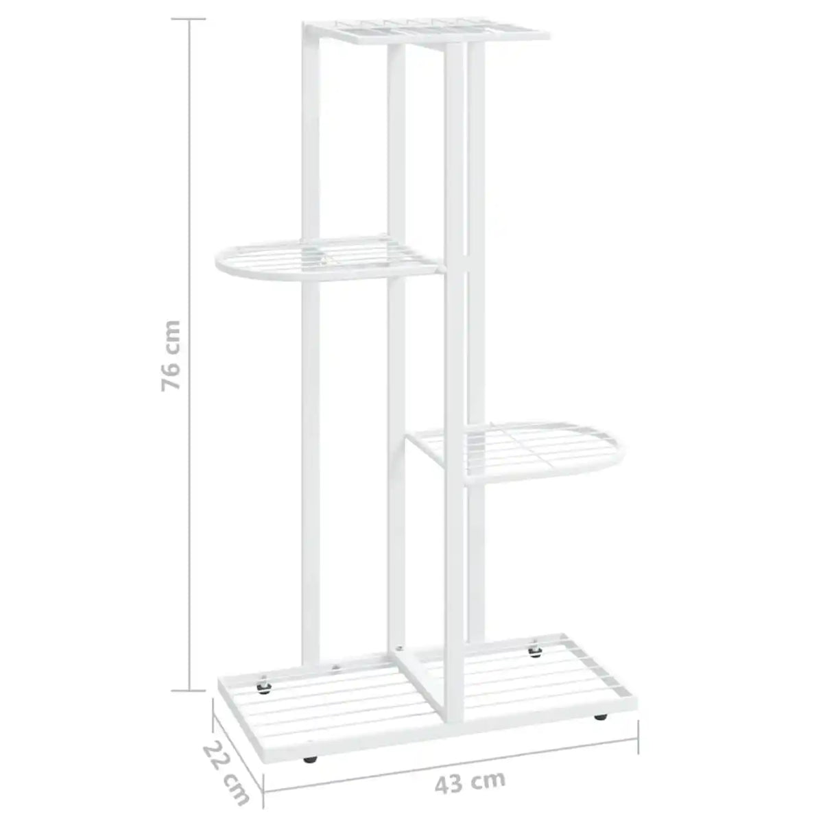 MINGHOU Pflanzenregal, 4-stöckig – Weiß – 22 x 43 x 76 cm – Metall, für drinnen und draußen