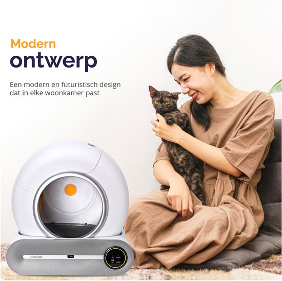 Viervoeter Automatische Katzentoilette – Selbstreinigend – Steuerung über App – inkl. Einlage und 3 Rollen Auffangbeutel – 65 l