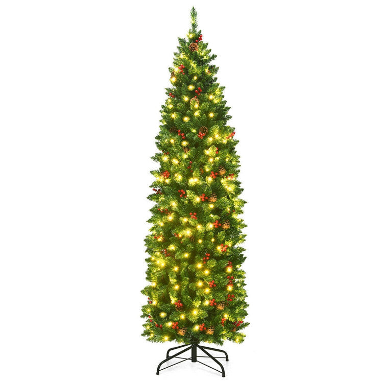 6,5 Fuß vorbeleuchteter, klappbarer Bleistift-Weihnachtsbaum