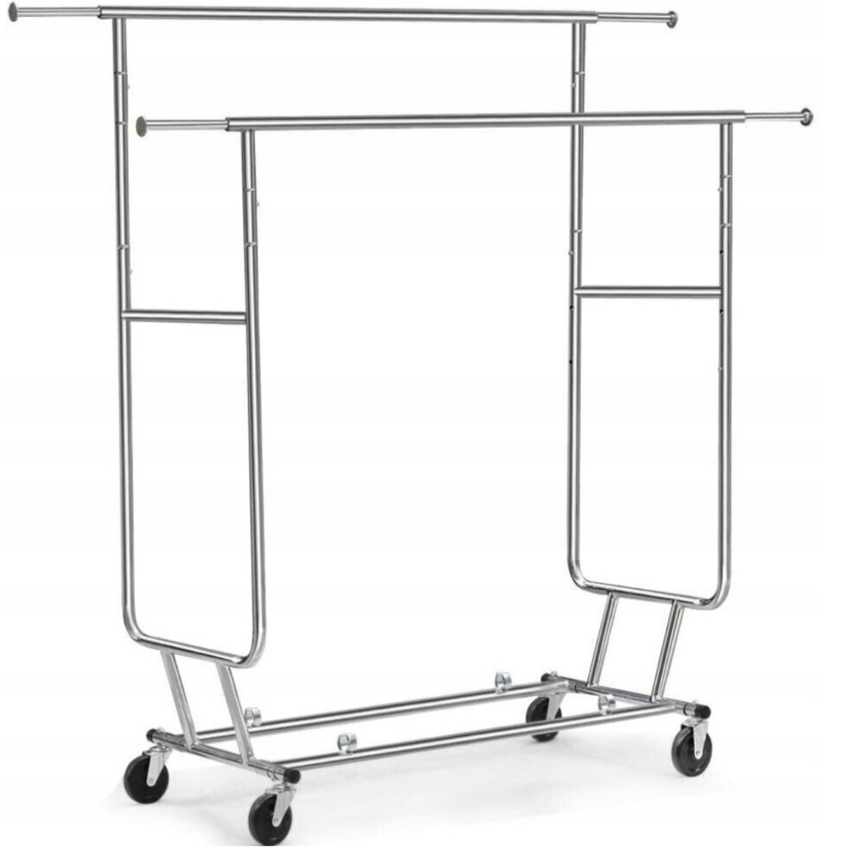 Yaheetech Kleiderständer 128 x 55 x 173 cm – Silber – Fahrbar – 130 kg – Doppelte Kleiderstange